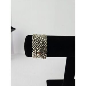 Sergio Gutierrez  Wide Mesh Bracelet liquid metal